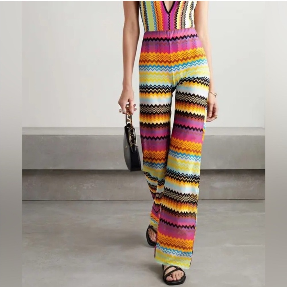 Missoni Multicolor Zig Zigzag Mesh Pants size 44
